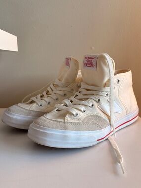 New Balance 213 Pro Court Cream White High-Top Canvas Sneakers